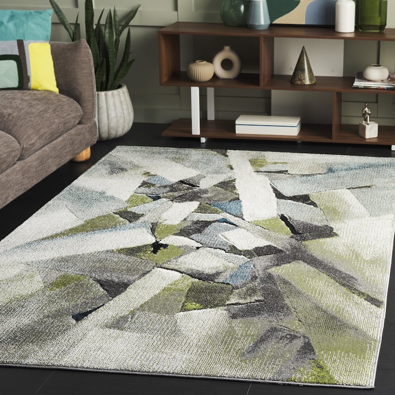 SAFAVIEH Porcello Odyle Mid-Century Modern Abstract Rug - 5'3" x 7'6" - Green/Grey