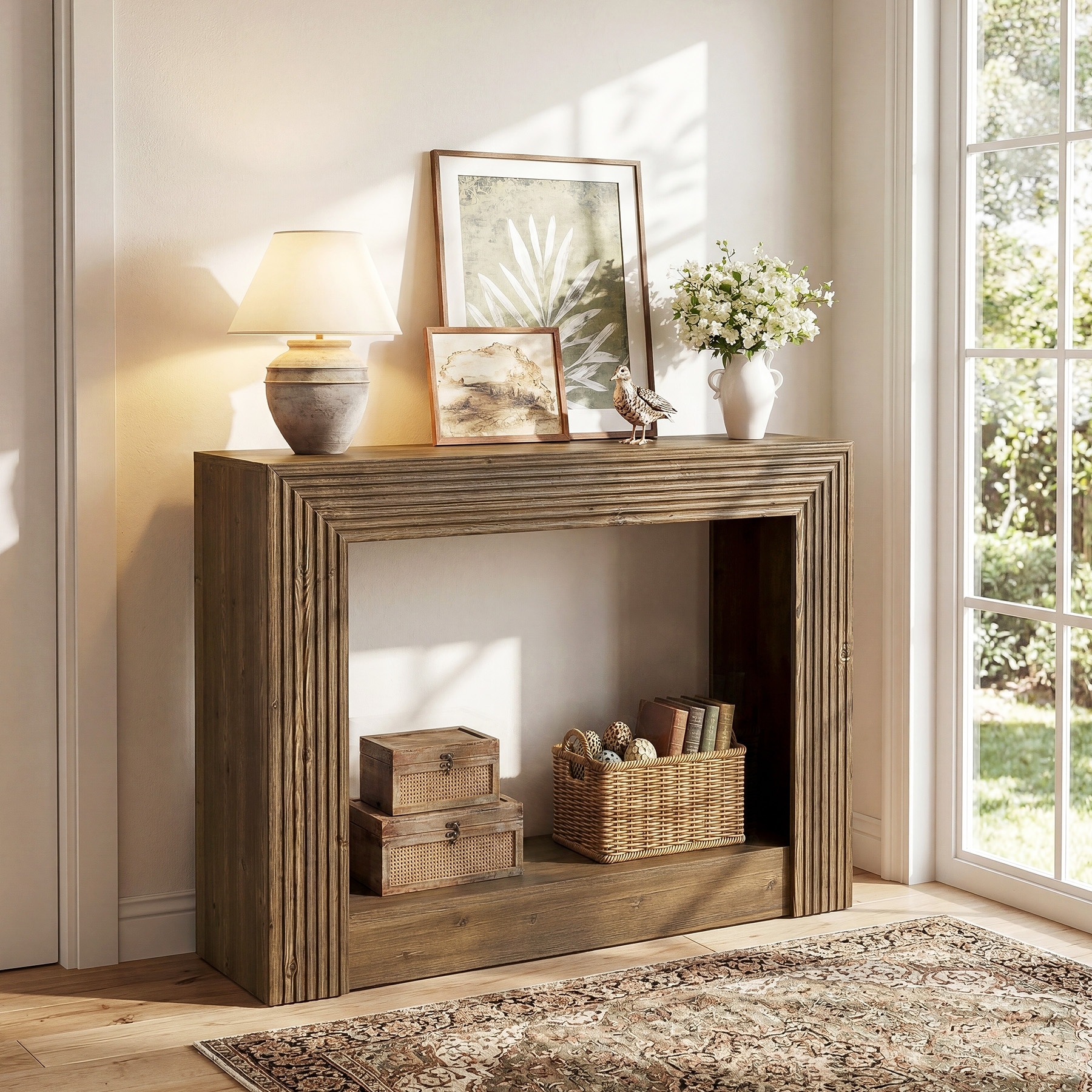 Farmhouse Entryway Table, Storage Sofa Table Behind The Couch, Narrow Console Table for Living Room, Hallway, Foyer, Entrance