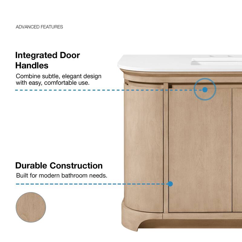 OVE Dain 48 in. Sahara Birch Bathroom Vanity with White Engineered Stone Top - 48"