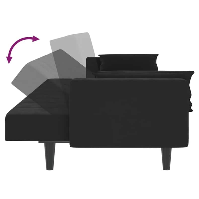 vidaXL Sofa Bed Black Velvet (100% polyester), wood, plastic Large - 33.3 x 86.6 x 27.2 in