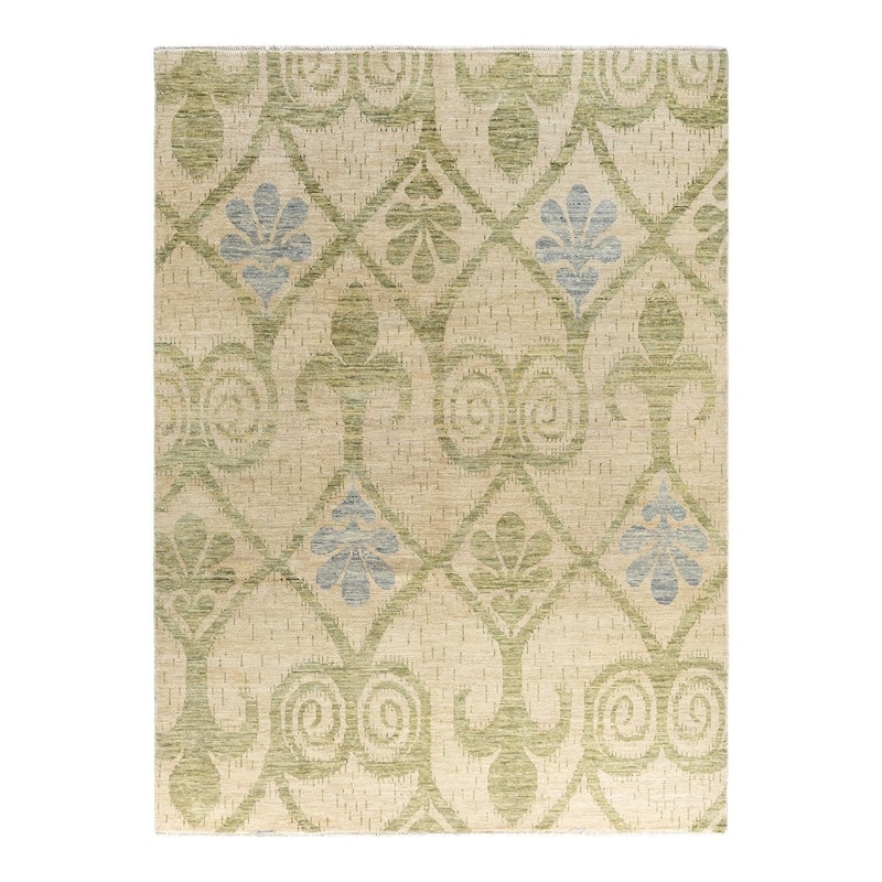 Modern One-of-a-Kind Handmade Area Rug - Ivory, 7' 10" x 10' 3" - 7' 10" x 10' 3"