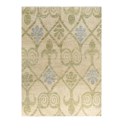 Modern One-of-a-Kind Handmade Area Rug - Ivory, 7' 10" x 10' 3" - 7' 10" x 10' 3"