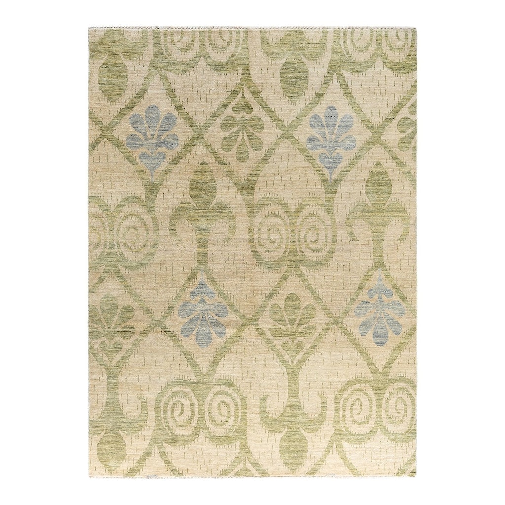 Modern One-of-a-Kind Handmade Area Rug - Ivory, 7' 10" x 10' 3" - 7' 10" x 10' 3"