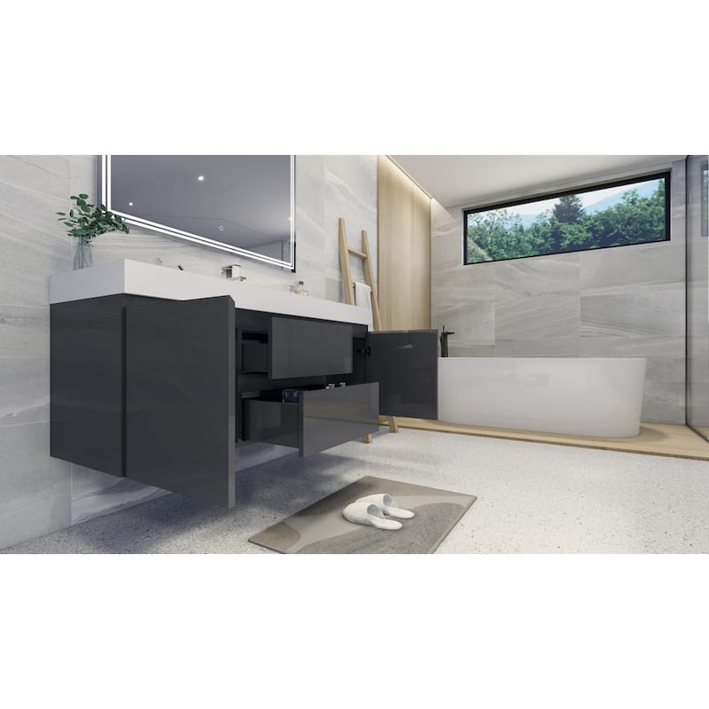 Baillie 60'' Wall-Mounted Vanity with Single Reinforced Acrylic Sink