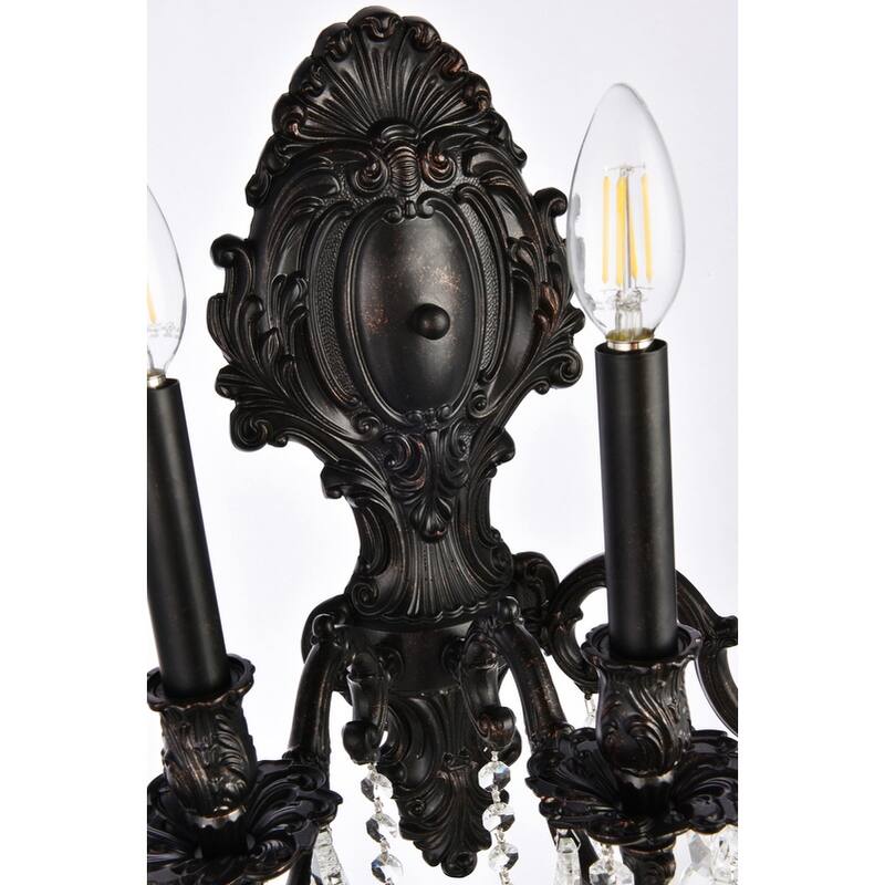 Fleur Illumination Collection Wall Sconce D:14in H:18in E:9.5in Lt:3 Dark Bronze Finish (Elegant Cut Crystals)