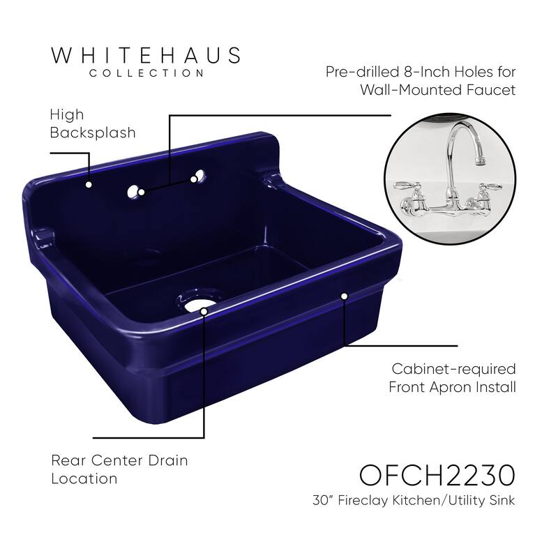 Whitehaus Old Fashioned Country 30" Single Basin Kitchen Sink for