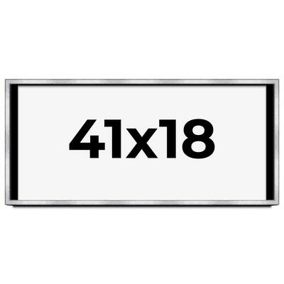 41x18 Shadow Box Frame Silver | 1.375 Inches Deep Real Wood