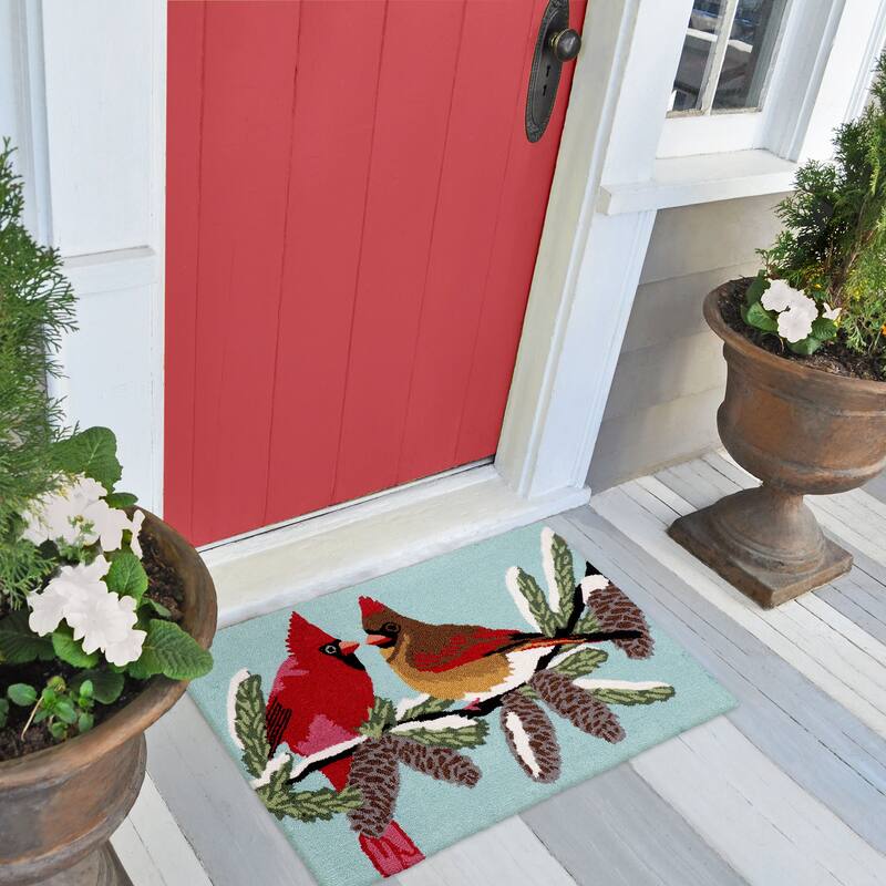 Liora Manne Frontporch Cardinals Indoor/Outdoor Mat - 1'8" x 2'6" - Sky
