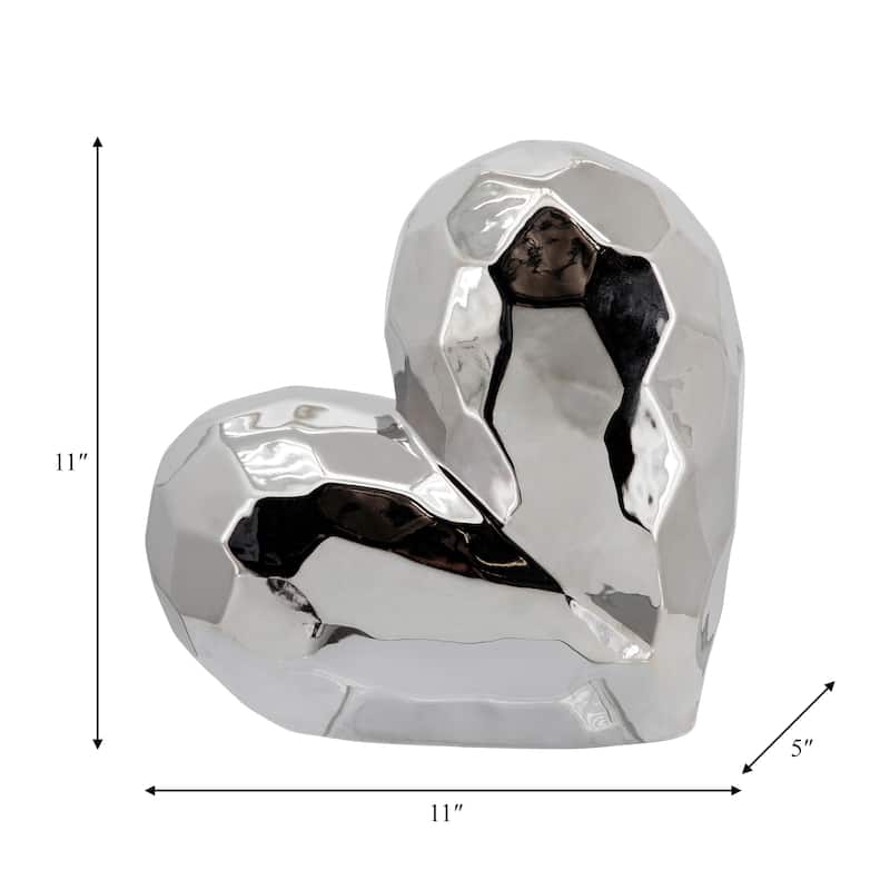 Ceramic Heart Decorative Object Sculptural Faceted Abstract Design