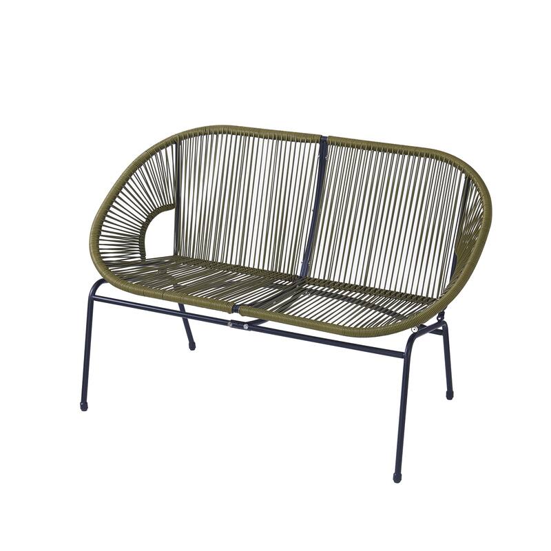 Roomfitters Condessa Outdoor Wicker Loveseat with Hammock Weave, Modern