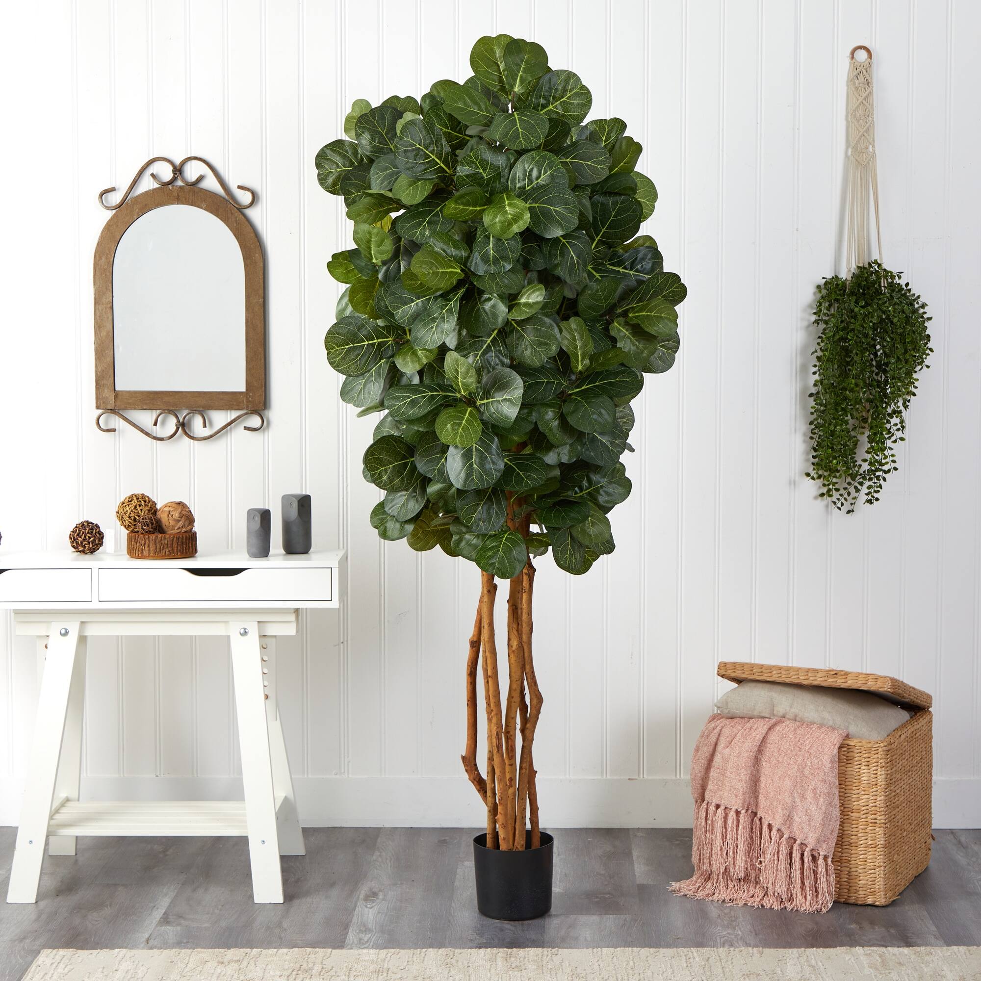 7' Fiddle Leaf Fig Artificial Tree Green On Sale Bed Bath