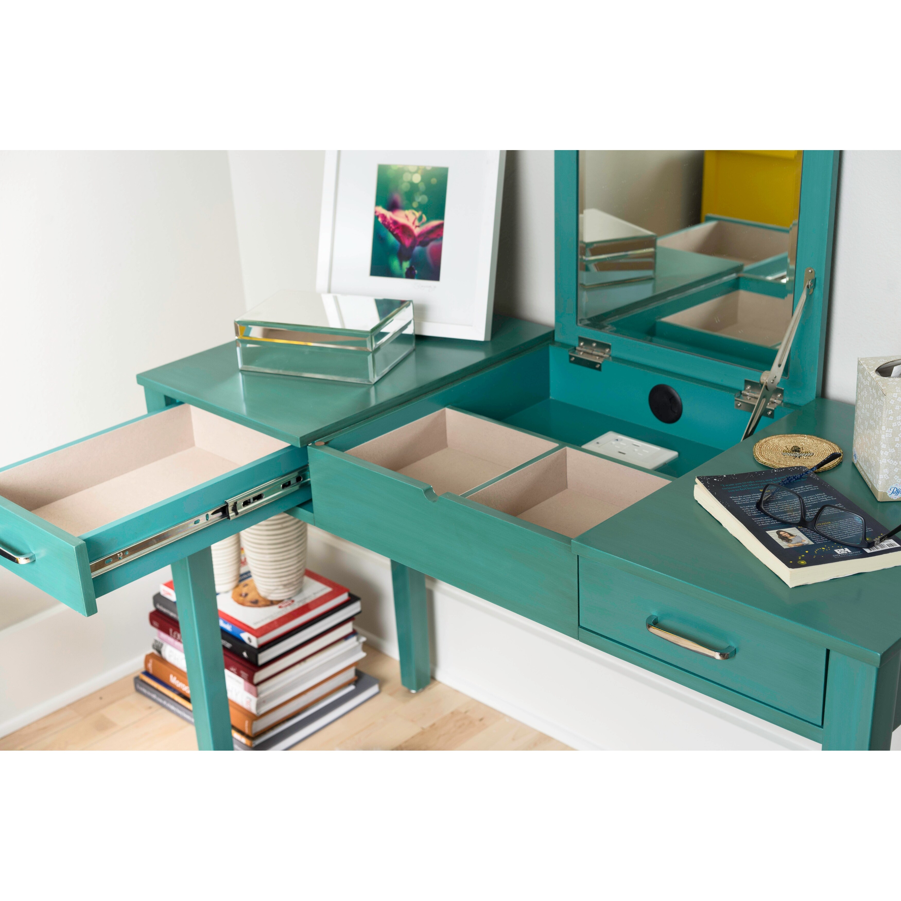 Shop Posh Pollen Ainsley Turquoise Vanity Desk Overstock 31144137