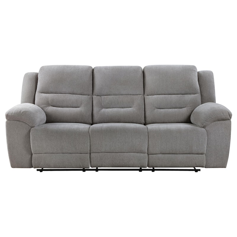 Gilo Manual Recliner Sofa, 92 Inch Light Gray, Pillow Top Armrests