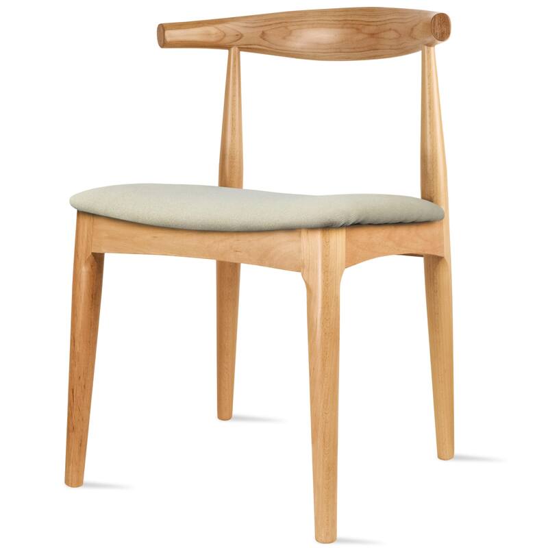 Set of 2 Kennedy Elbow Chairs Farmhouse Wooden Dining Chairs With PU Leather Or Fabric Cushion Seat, Modern Accent Side Chairs