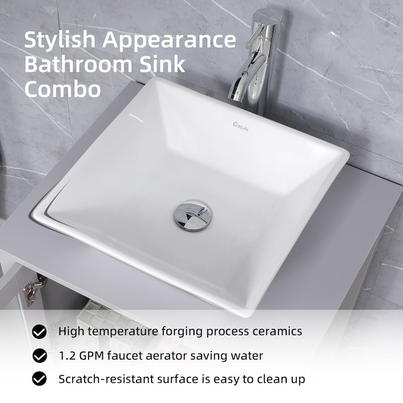 48" Bathroom Vanity Set Vessel Sink Faucet W/ Small Cabinet Combo