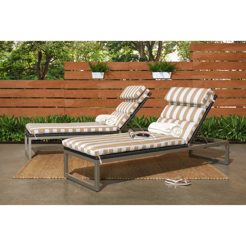Milo 2 Piece Sunbrella Outdoor Patio Espresso Chaise Lounges