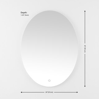 SAFAVIEH Nolan 32 x 2 Inch W x H Oval LED Aluminum Vanity Mirror