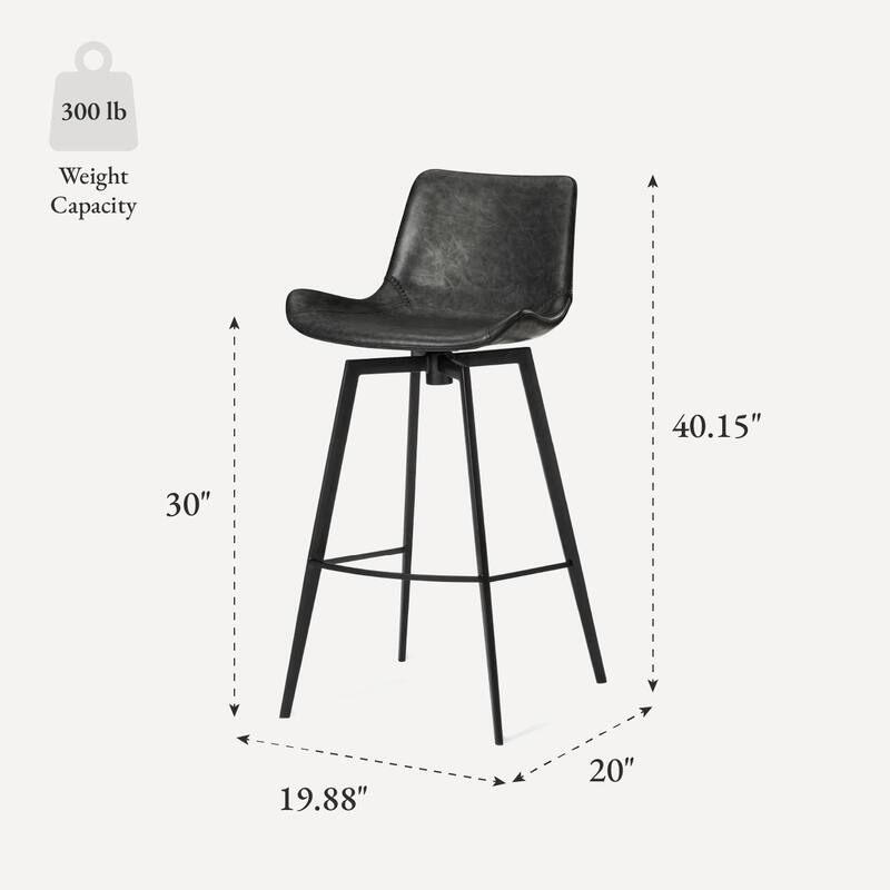 Maven Lane Victor Metal & Vegan Leather Kitchen Dining Stool
