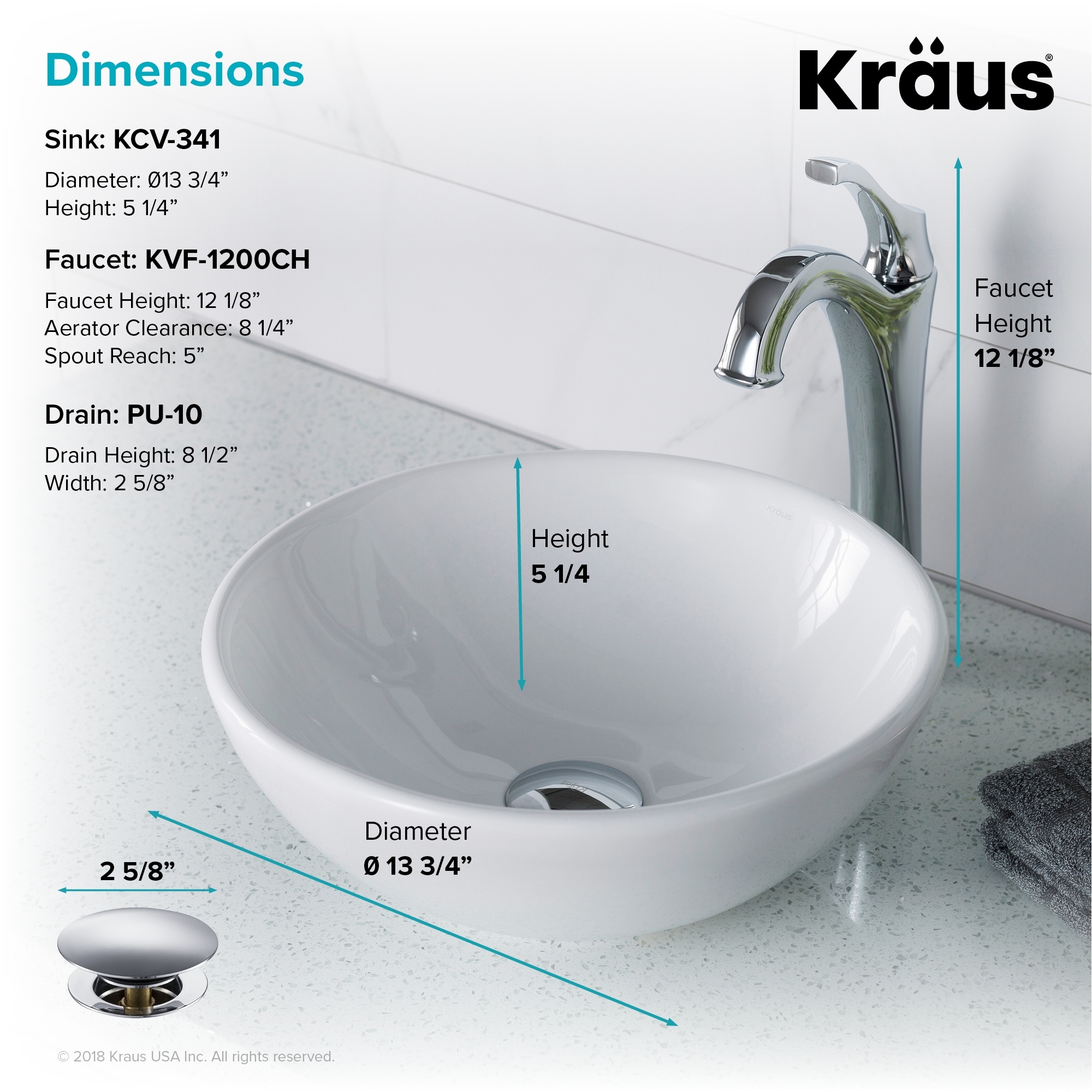 Kraus 3 In 1 Set White Round Ceramic Vessel Sink Arlo Faucet W Drain Overstock 24105643