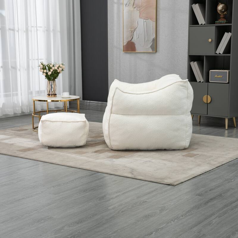 GDFStudio - COOLMORE Boucle Bean Bag Chair with Memory Foam Filling for Ultimate Comfort