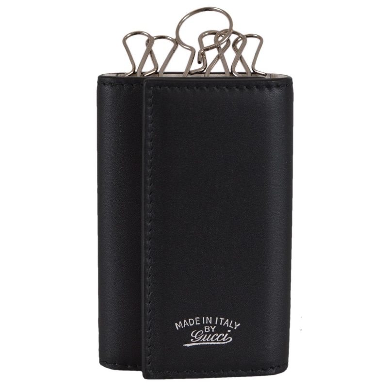 Shop Gucci Men&#39;s 368376 Black Leather Trademark Logo 6 Ring Key Mini Wallet - Overstock - 12065331