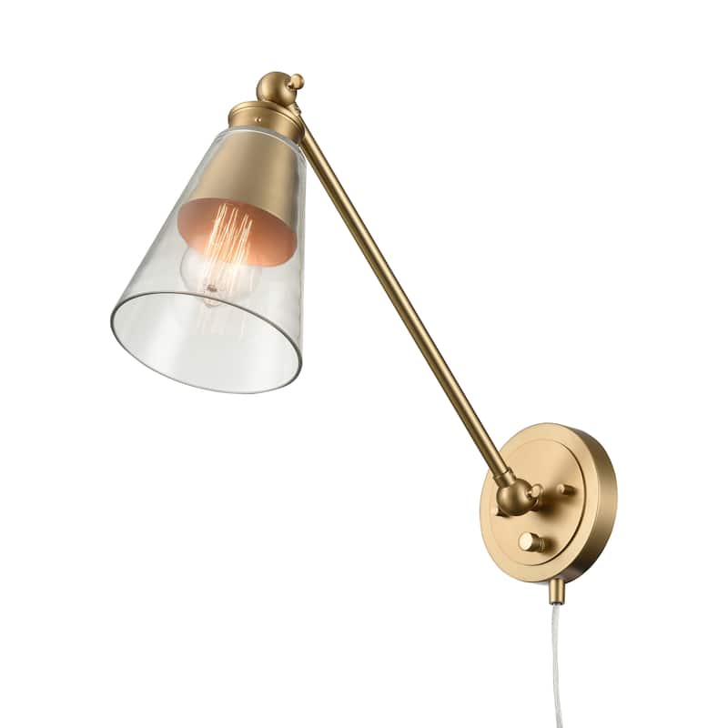 Elk Home Albany Brushed Gold With Clear Glass Shade Sconce