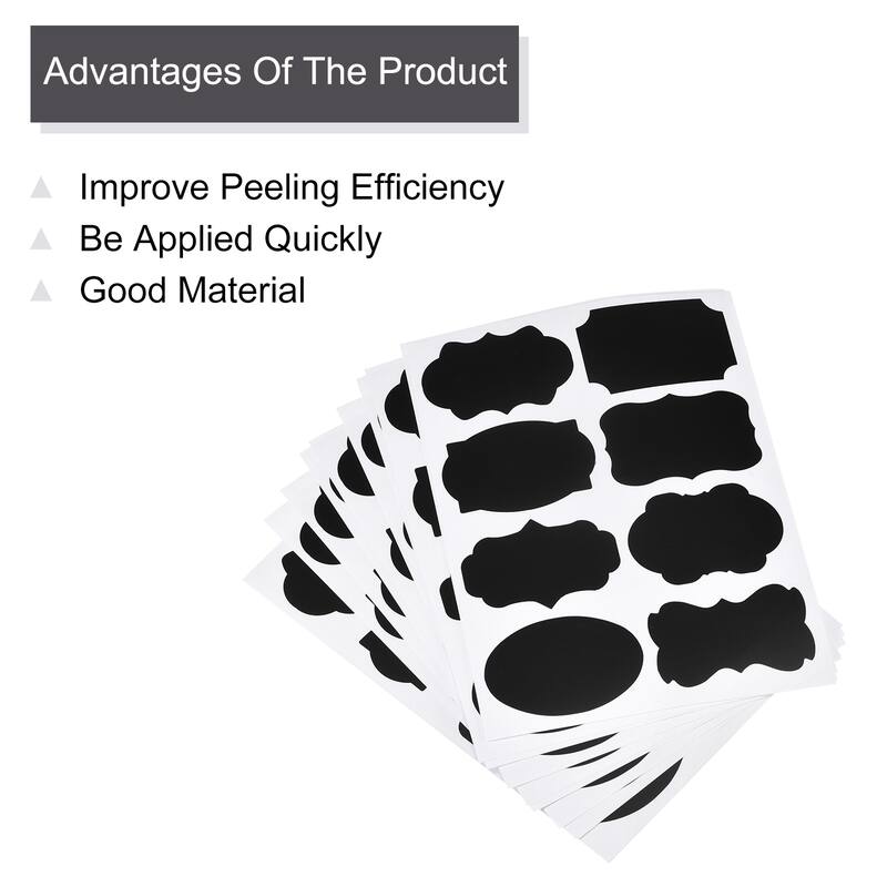 Chalkboard Labels Blackboard Stickers 50x35mm Reusable W Chalk Marker - Black