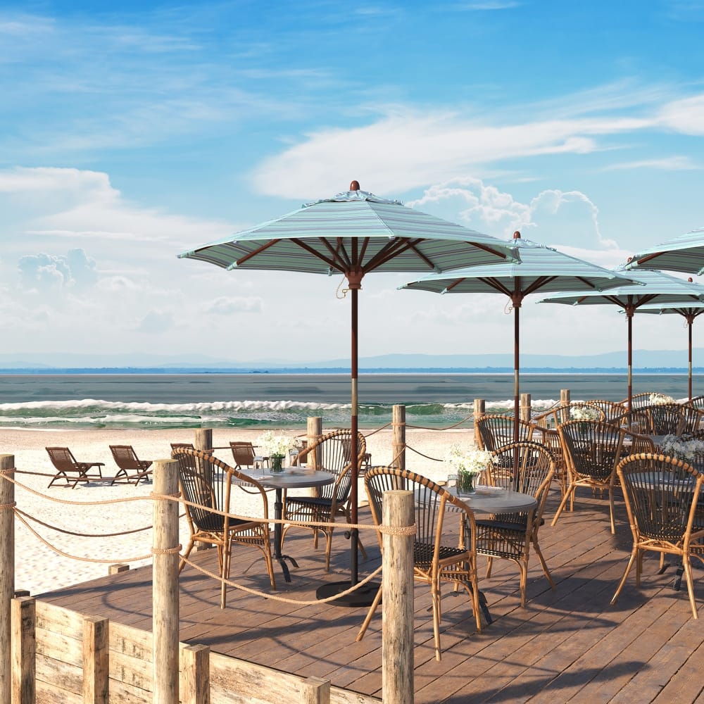 Port Lavaca 7.5ft Round Sunbrella Wooden Patio Umbrella by Havenside Home, Base Not Included