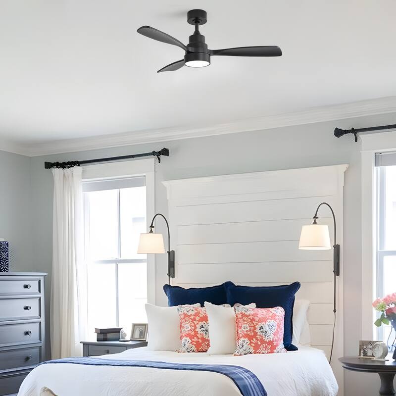 Sofucor 48 Inch Ceiling Fan with Light and Remote,Solid Wood Blades Low Profile,Smart Optional Work with Alexa/Google/App