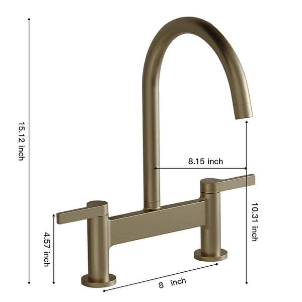 dimension image slide 0 of 3, Bridge Kitchen Faucet Double Handle Brass Commercial 2 Holes Bridge Kitchen Sink Basin Faucets
