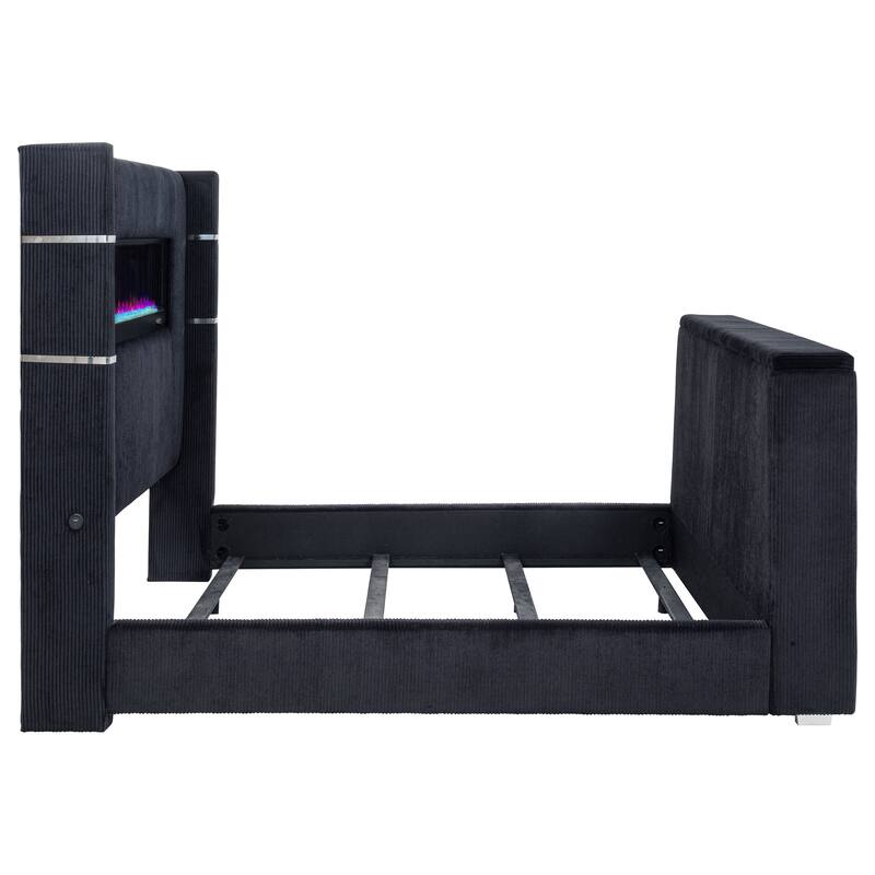 Tisdall Flame Visualizer Wingback TV Bed Black
