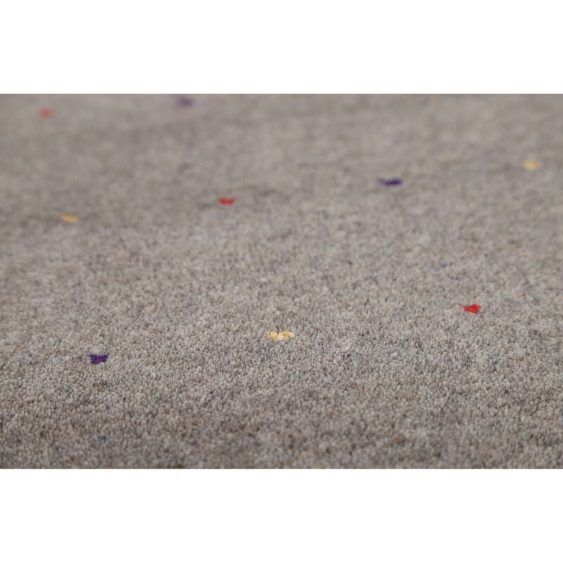 Gray Gabbeh Oriental Area Rug Hand-Knotted Wool Carpet - 8'1" x 9'9"