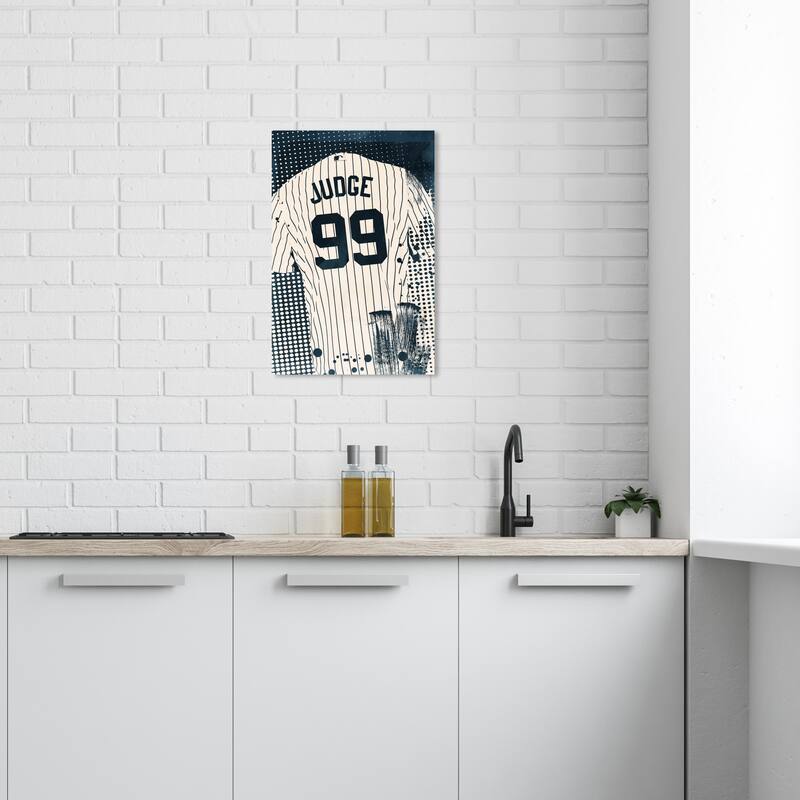 Wynwood Studio Prints Fashion and Glam Navy Baseball Jersey Blue and Navy Blue Modern & Contemporary Wall Art Canvas Print - 24 x 16