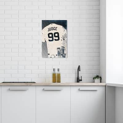 Wynwood Studio Prints Fashion and Glam Navy Baseball Jersey Blue and Navy Blue Modern & Contemporary Wall Art Canvas Print