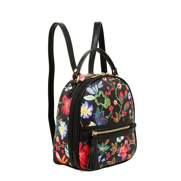 Black floral mini backpack Clearance
