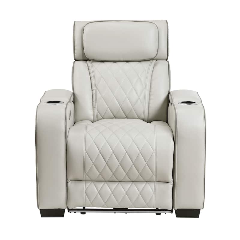 Ezra 37.5" Faux Leather Power Recliner - Power Heatrest, Cup Holders