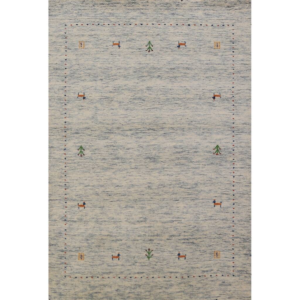 Tribal Gabbeh Oriental Rug Hand-Knotted Wool Carpet - 3'11"x 5'10"