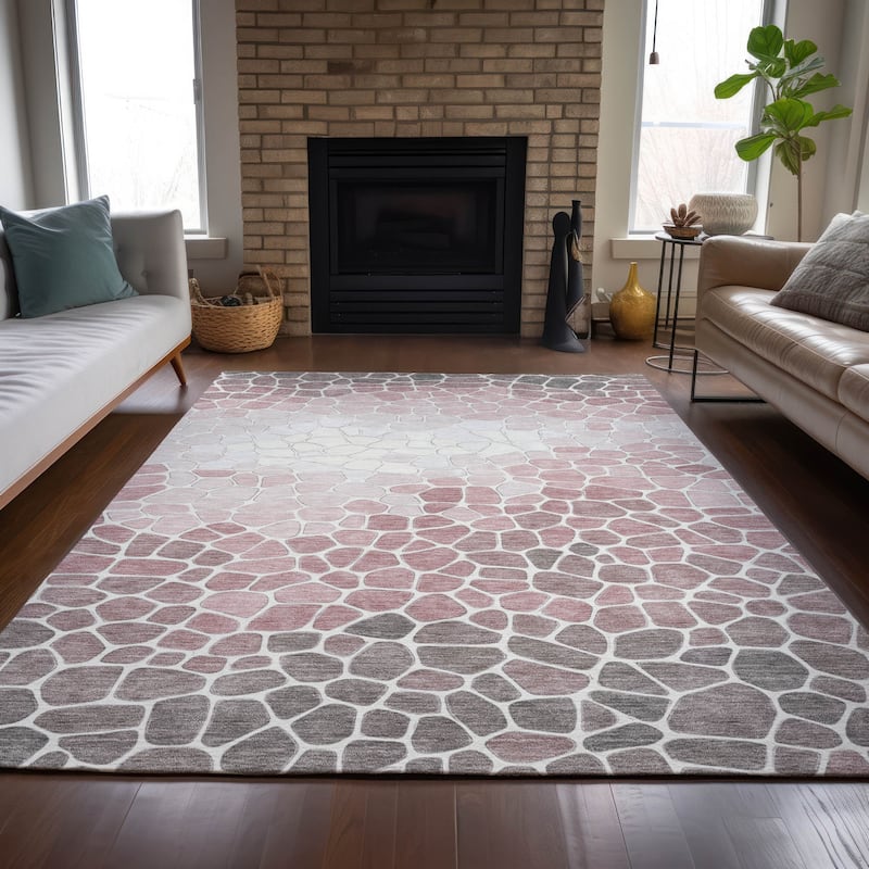 Machine Washable Indoor/Outdoor Contemporary Ombre Chantille Rug