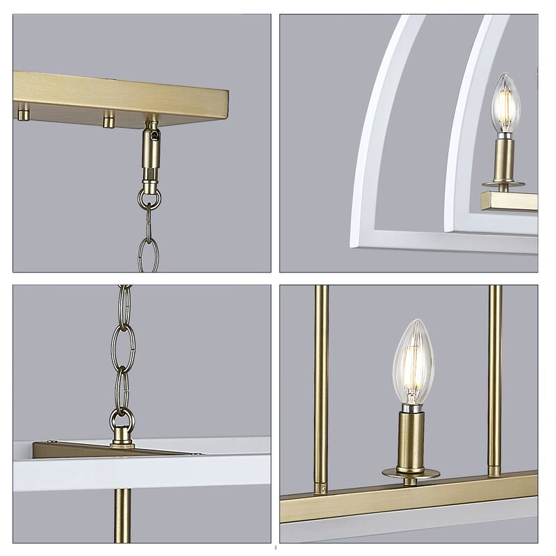 5 Light white and gold island chandelier