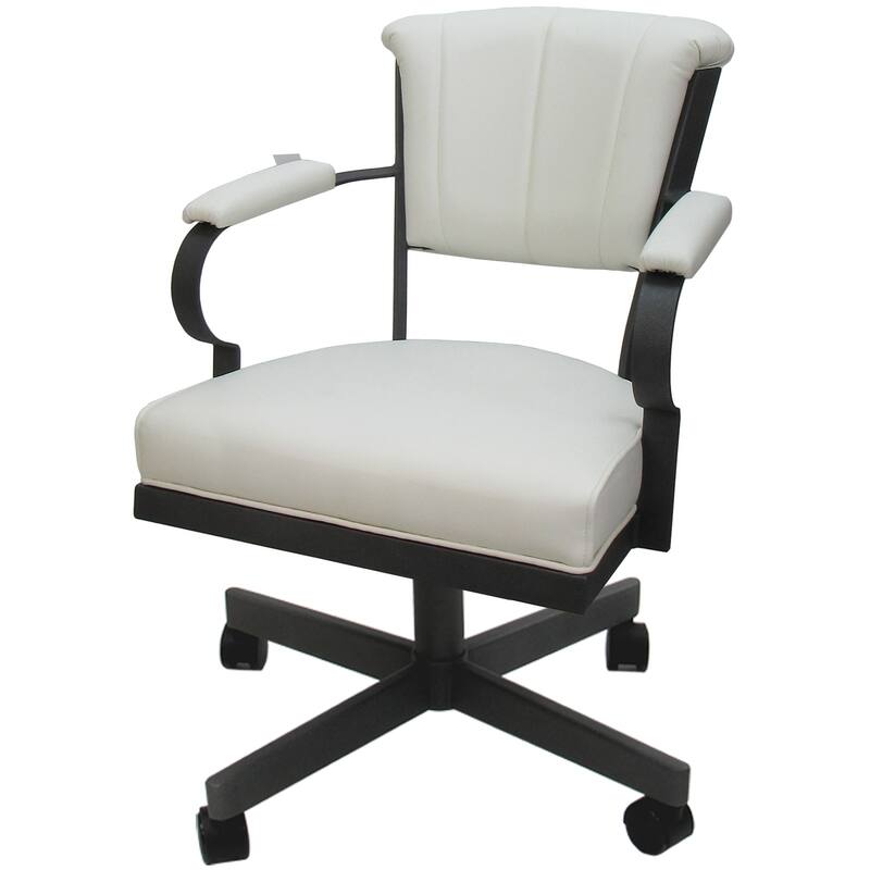 Miami Swivel Metal Caster Chair on Reading Base - 18" High Seat - White Vinyl - Grey