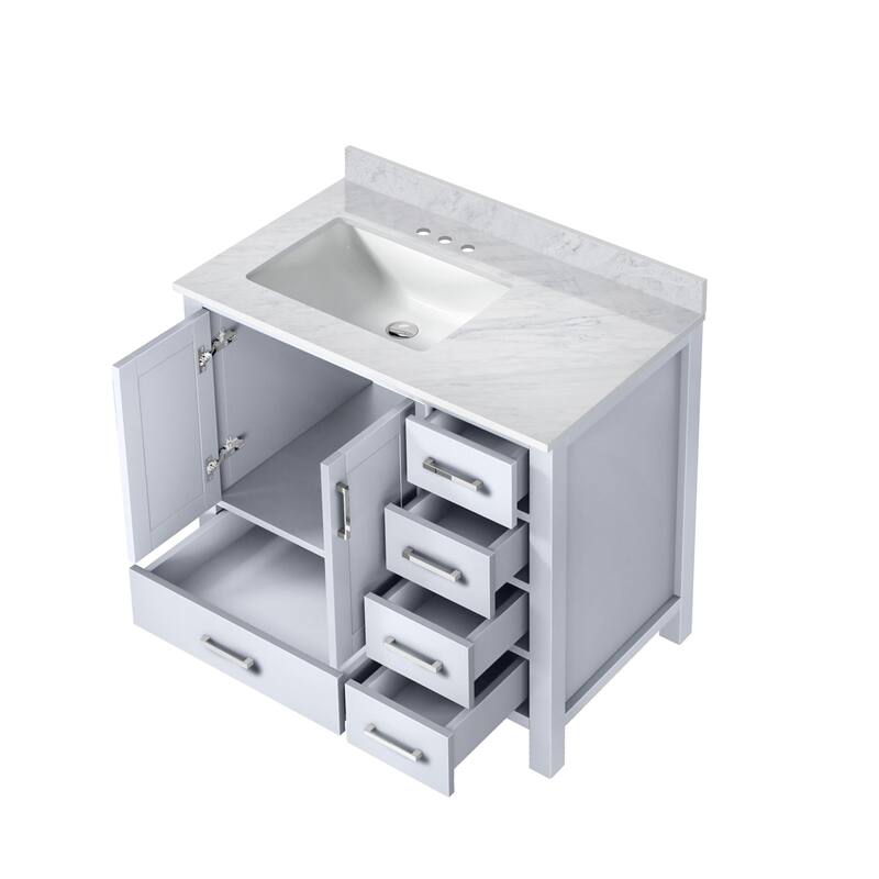 Lexora Jacques 36" Dark Grey Single Vanity - No Mirror, Left Version
