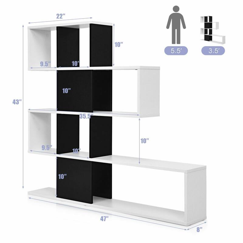 5-Tier Bookshelf Corner Ladder Bookcase with Storage Rack - 47" x 8" x 43" (L x W x H)