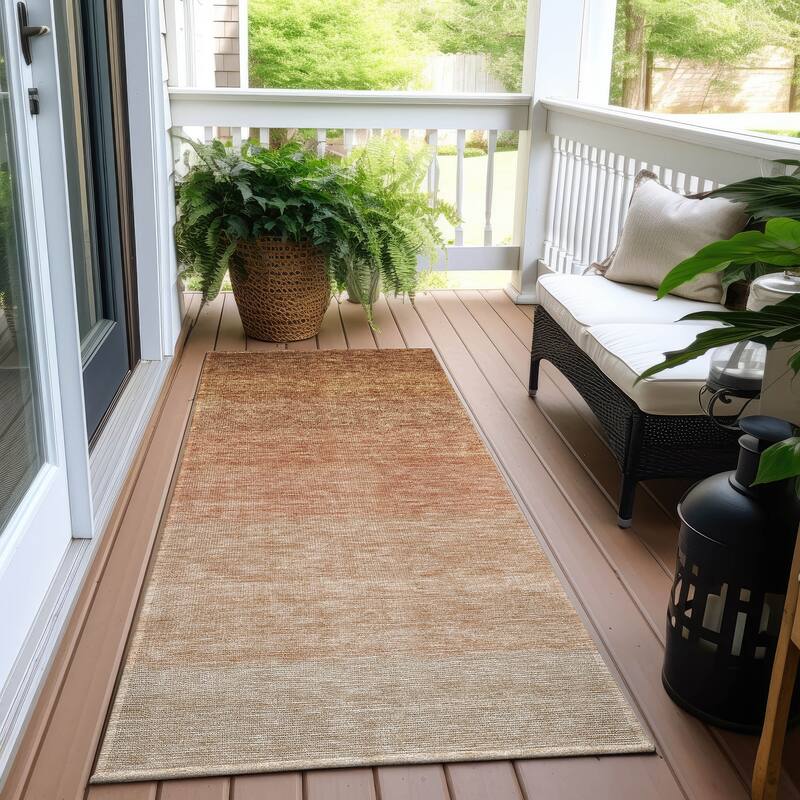 Machine Washable Indoor/ Outdoor Chantille Ombre Solid Rug - Paprika - 2'3" x 7'6"