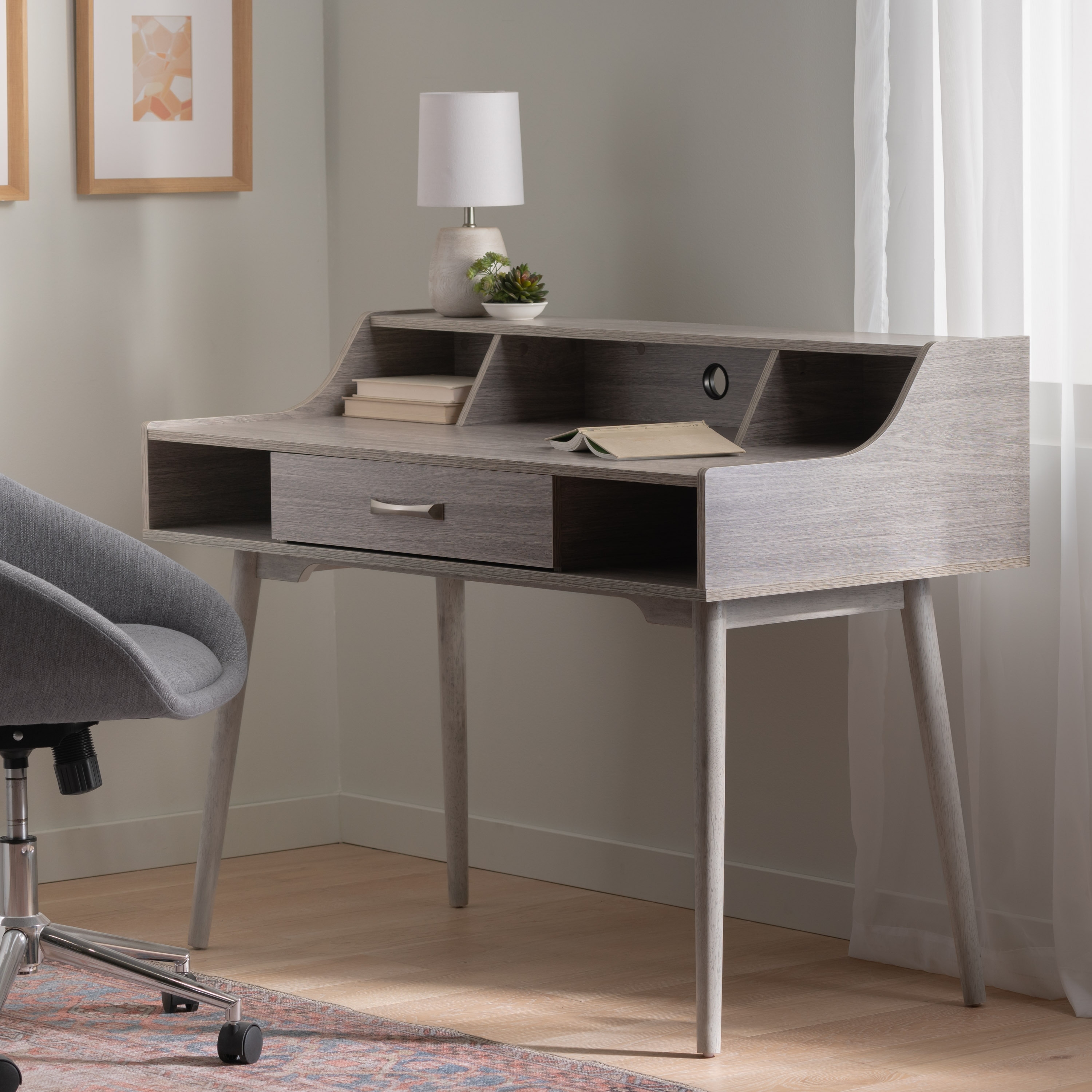 Brenda mid century modern wood office desk 2025 by christopher knight home