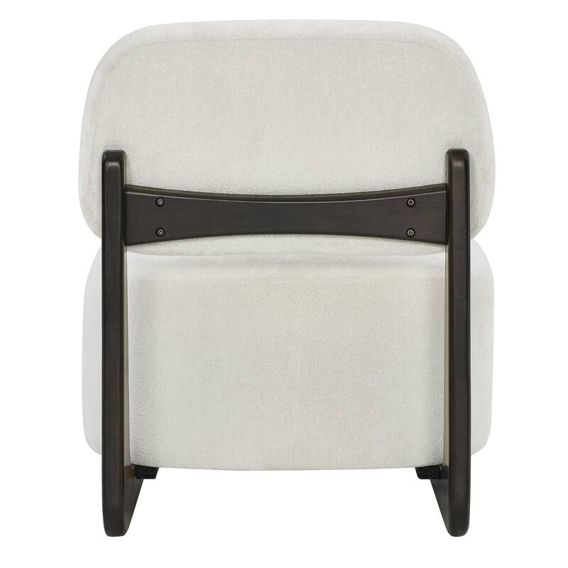 Chenille Upholstered Accent Chair, Lounge Reading Chair with Rectangular Backrest, Single Sofa Chair with Solid Wood Frame