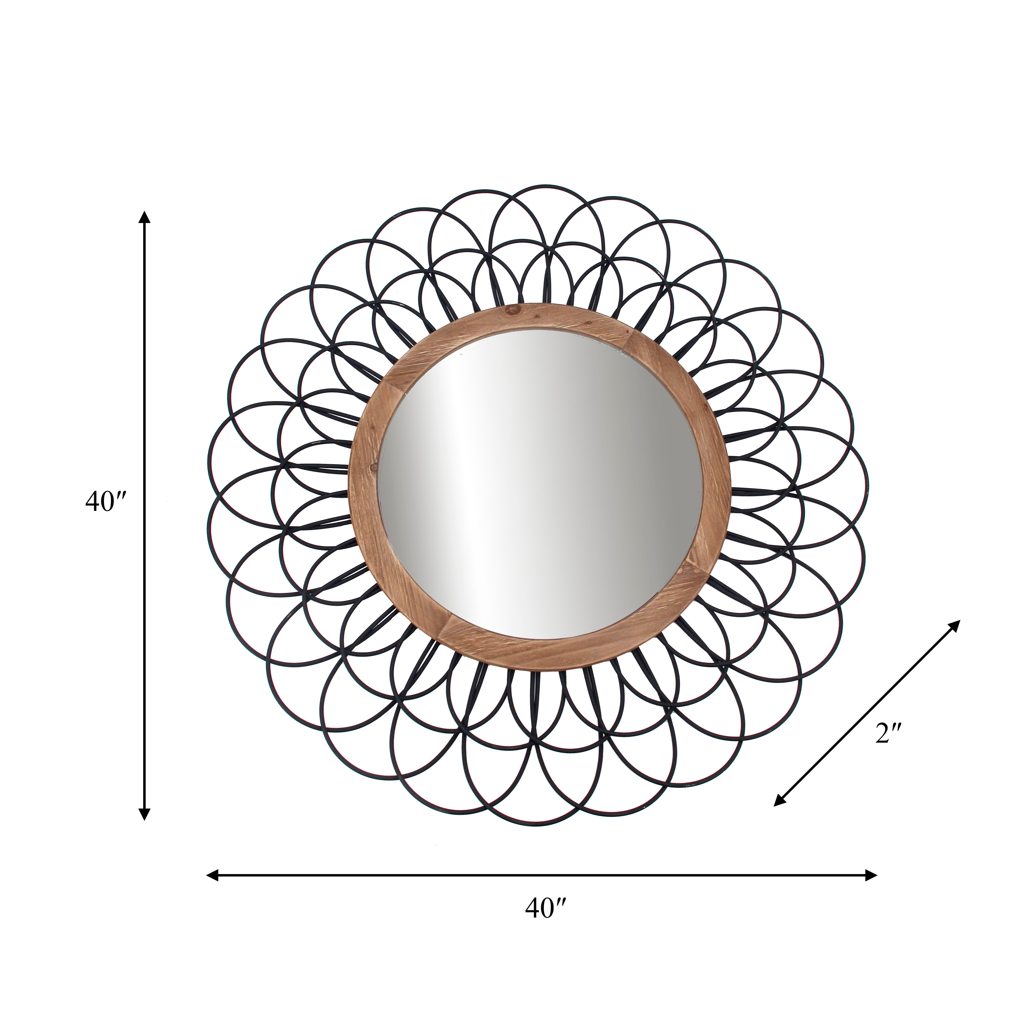 鏡 BROOKS WALL MIRROR Kate and Laurel Marston 24-in W x 36-in H Brown Framed Wall