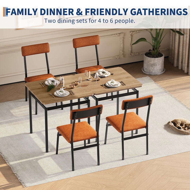 3 Piece Dining Table Set, with 2 PU Upholstered Chair