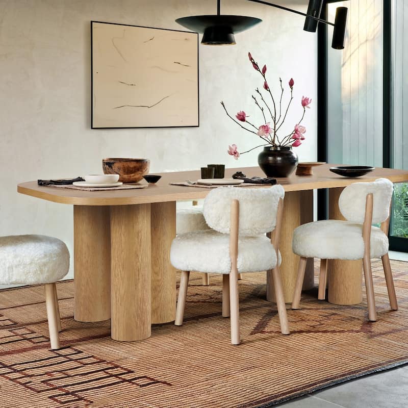 87" Oak Wooden Rectangle Dining Table - Oak