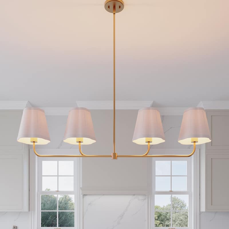Acroma 4 - Light Dimmable Gold Linear Chandelier Kitchen Island Chandelier - 4-light