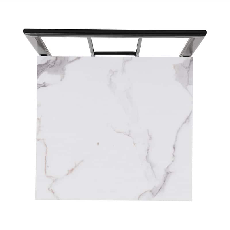 Mid-Century 7-Piece Dining Table Set for 6 People, Kitchen Dining Room Table Set with Faux Marble Dining Table and 6 Chairs